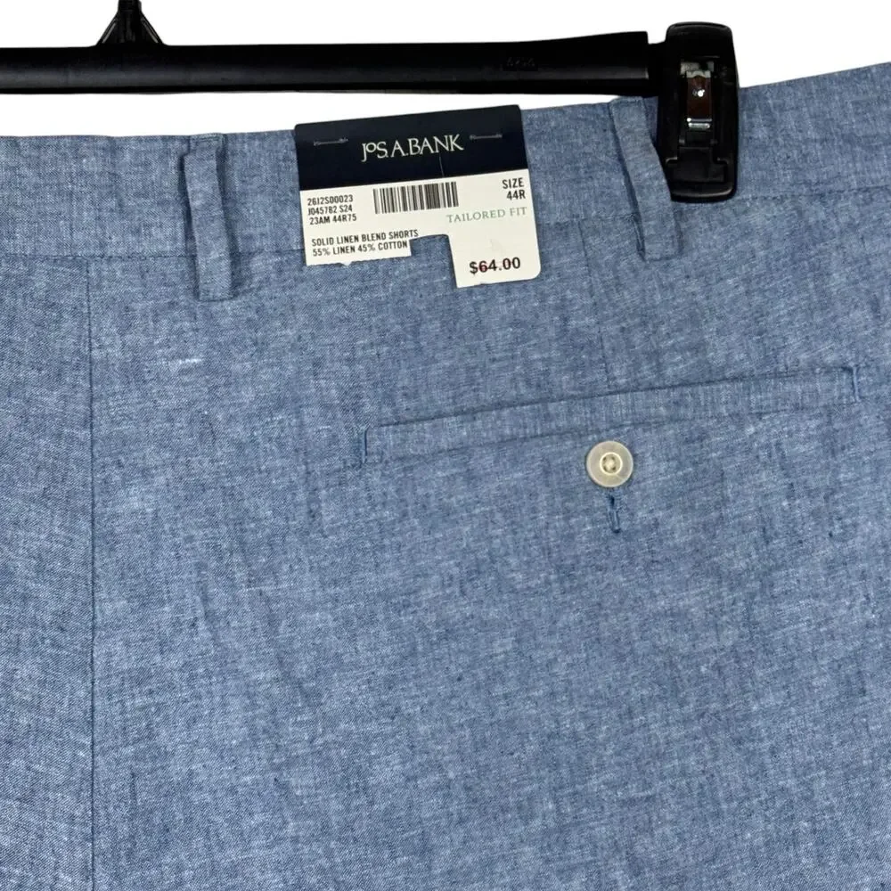 Jos. A. Bank Mens SZ 44 Linen Blend Shorts Tailored Fit Pockets Lightweight Blue